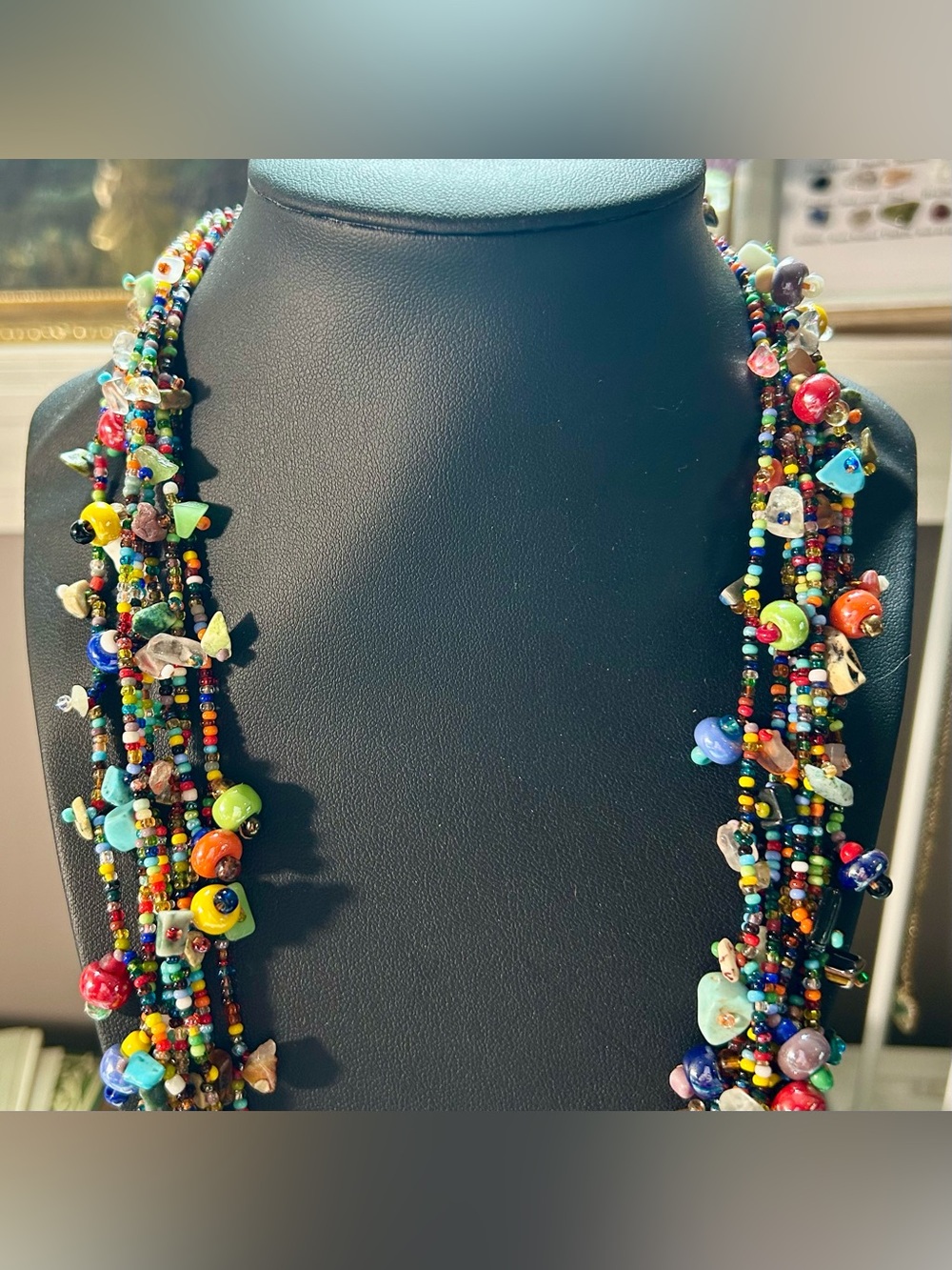 Artisan Colorful Multi-Strand Funky Beads Necklace Boho - Picture 7 of 8